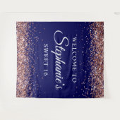 Rose Gold Glitzer Navy Blue Willkommen im Sweet 16 Wandteppich (Vorderseite (Horizontal))
