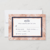 Rose Gold Glitzer Navy Blush Hochzeit RSVP Karte (Vorderseite)