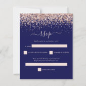 Rose Gold Glitzer Navy Blush Wedding RSVP (Vorderseite)