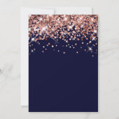Rose Gold Glitzer Navy Elegante Kalligrafie Save The Date (Rückseite)