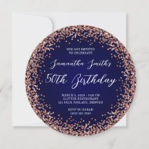 Rose Gold Glitzer Navy Ombre 50. Geburtstag