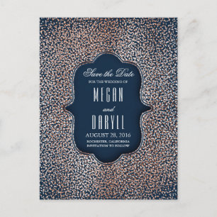 Rose Gold Glitzer Navy Vintag Save the Date Ankündigungspostkarte