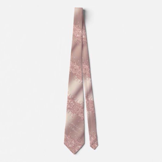 Rose Gold Glitzer Neck Tie mit benutzerdefiniertem Krawatte (Vorderseite)