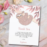 Rose Gold Glitzer Niedlich Sloth Baby Dusche Viele Postkarte<br><div class="desc">Diese bezaubernde Baby's Baby Shower Dankeschön-Karte verfügt über eine niedliche Lächelnde Rose Gold Glitzer Baby-Faultier Hänge umgeben von Aquarell in Rosa. Einfach anpassbar. Original Wasserfarbe © Michele Davies.</div>