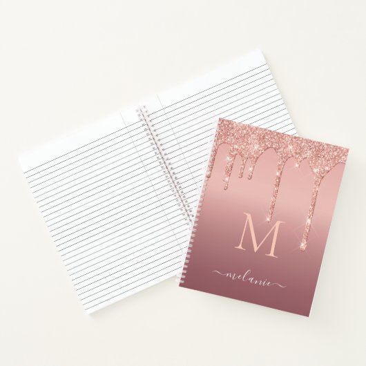 Rose Gold Glitzer Notebook Individuelle Name Lette Notizblock (Innenseite)