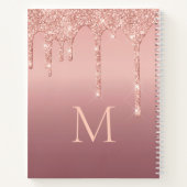 Rose Gold Glitzer Notebook Individuelle Name Lette Notizblock (Rückseite)