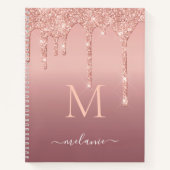 Rose Gold Glitzer Notebook Individuelle Name Lette Notizblock (Vorderseite)