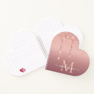 Rose Gold Glitzer Notebook Individuelle Name Lette Notizblock