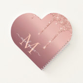 Rose Gold Glitzer Notebook Individuelle Name Lette Notizblock (Rückseite)