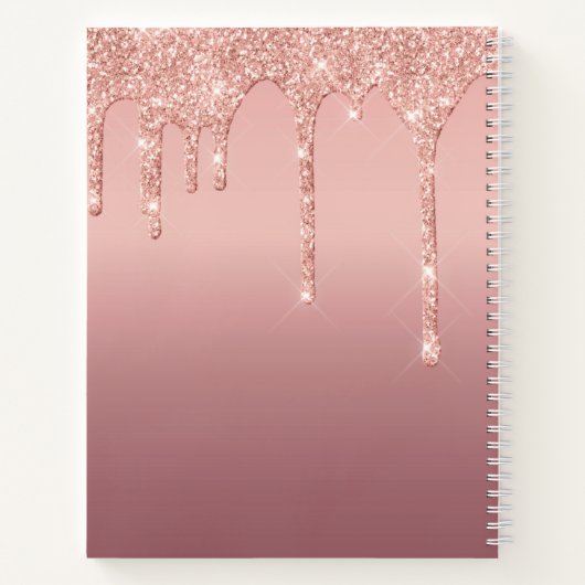 Rose-Gold-Glitzer-Notebook mit benutzerdefiniertem Notizblock (Rückseite)