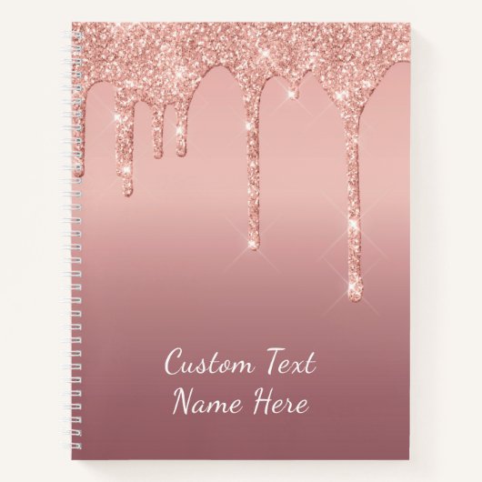 Rose-Gold-Glitzer-Notebook mit benutzerdefiniertem Notizblock (Vorderseite)
