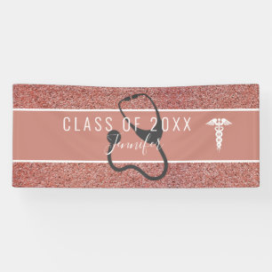 Rose Gold Glitzer Nurse Abschluss Stethoscope Banner