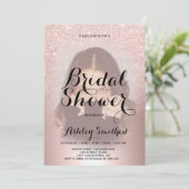 Rose Gold Glitzer Ober Foto Brautparty Einladung (Stehend Vorderseite)