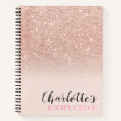 Rose Gold Glitzer Ober funkelnde Rosa Rezepte Notizblock (Vorderseite)