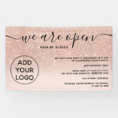 Rose Gold Glitzer Ober Logo rot Rosa Wir sind offe Banner (Horizontal)