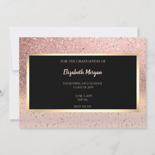Rose Gold Glitzer Ombre Abschluss Save the Date (Rückseite)