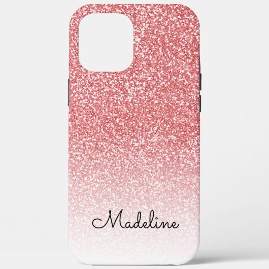 Rose Gold Glitzer Ombre Black Script Name Case-Mate iPhone Hülle (Rückseite)