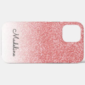 Rose Gold Glitzer Ombre Black Script Name Case-Mate iPhone Hülle (Rückseite (Horizontal))