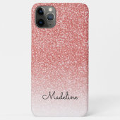 Rose Gold Glitzer Ombre Black Script Name Case-Mate iPhone Hülle (Rückseite)