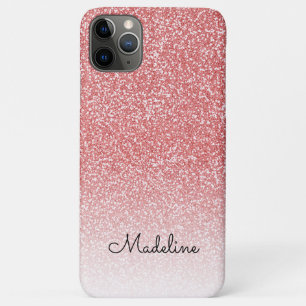 Rose Gold Glitzer Ombre Black Script Name Case-Mate iPhone Hülle