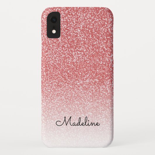 Rose Gold Glitzer Ombre Black Script Name Case-Mate iPhone Hülle (Rückseite)