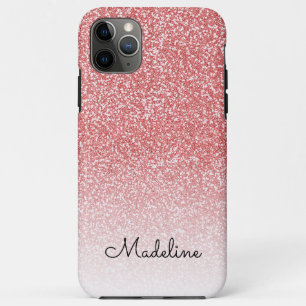 Rose Gold Glitzer Ombre Black Script Name Case-Mate iPhone Hülle