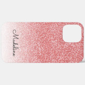 Rose Gold Glitzer Ombre Black Script Name Case-Mate iPhone Hülle (Rückseite / Rechts)