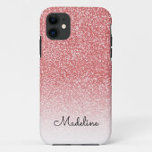 Rose Gold Glitzer Ombre Black Script Name Case-Mate iPhone Hülle (Rückseite)