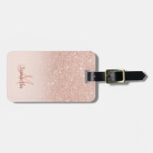 Rose Gold Glitzer ombre blush chic Ihren Namen hin Gepäckanhänger (Vorderseite horizontal)