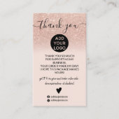 Rose gold Glitzer ombre blush, danke Visitenkarte (Vorderseite)