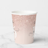 Rose Gold Glitzer ombre blush pink Drehbuch Sweet Pappbecher (Rechts)