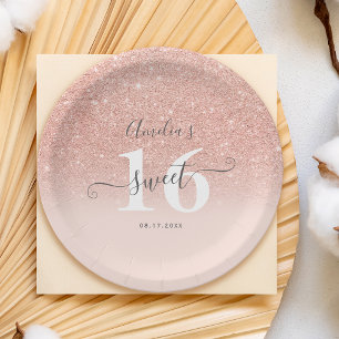 Rose Gold Glitzer ombre blush pink Drehbuch Sweet Pappteller