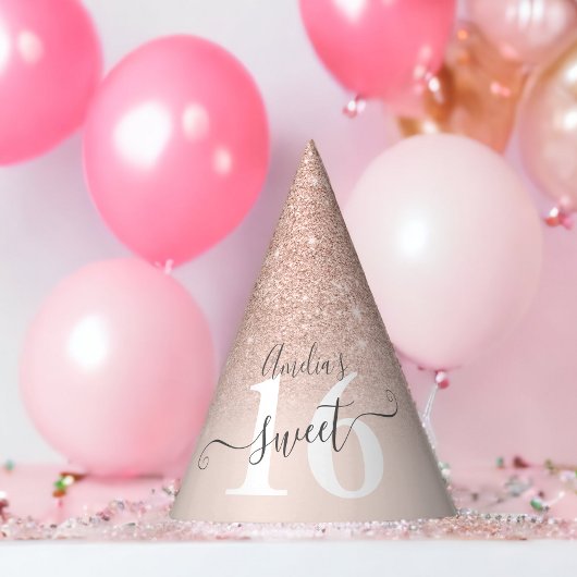 Rose Gold Glitzer ombre blush pink Drehbuch Sweet Partyhütchen