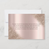 Rose Gold Glitzer Ombre Boho Flowe Danke-Karte Dankeskarte (Rückseite)