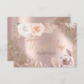 Rose Gold Glitzer Ombre Boho Flowe Danke-Karte Dankeskarte (Vorne/Hinten)