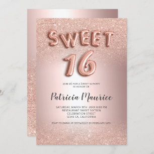 Rose Gold Glitzer ombre Buchstaben metallisch süß  Einladung