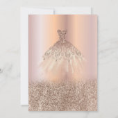 Rose Gold Glitzer Ombre Chic Dress Quinceañera Einladung (Rückseite)