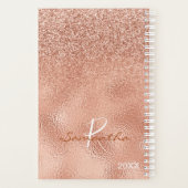 Rose Gold Glitzer Ombre Foil Jährliche Monogramm Planer (Rückseite)