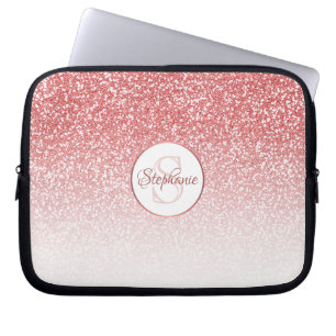 Rose Gold Glitzer Ombre Foil Monogram Laptopschutzhülle