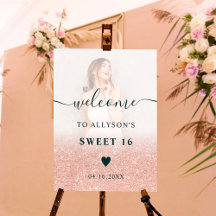 Rose Gold Glitzer ombre Foto Sweet 16 willkommen