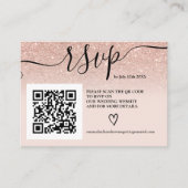Rose Gold Glitzer ombre Hochzeit rsvp Qr Code Foto Begleitkarte (Vorderseite)