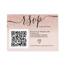 Rose Gold Glitzer ombre Hochzeit rsvp Qr Code Foto