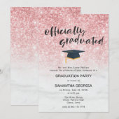 Rose Gold Glitzer Ombre Luxury Graduation Party Einladung (Vorne/Hinten)