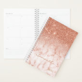 Rose Gold Glitzer Ombre Marble Jährliche Monogramm Planer (Anzeige)