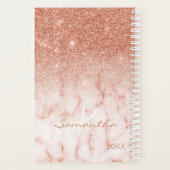 Rose Gold Glitzer Ombre Marble Jährliche Monogramm Planer (Rückseite)