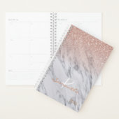 Rose Gold Glitzer Ombre Marble Jährliche Monogramm Planer (Anzeige)