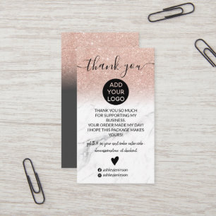 Rose gold Glitzer ombre marborge Auftrag Vielen Da Visitenkarte