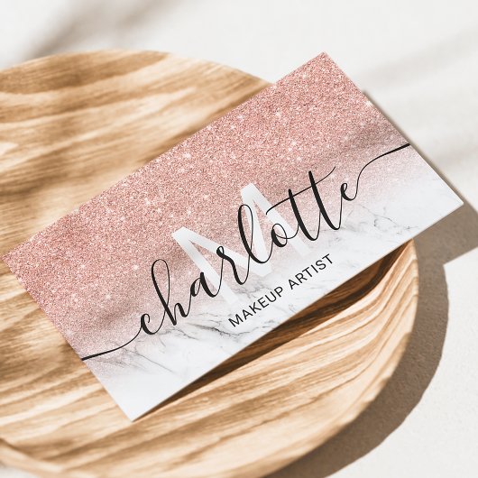 Rose Gold Glitzer ombre Marmorname Makeup Logo Visitenkarte