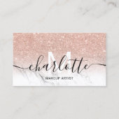 Rose Gold Glitzer ombre Marmorname Makeup Logo Visitenkarte (Vorderseite)