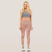 Rose Gold Glitzer Ombre Metal Look Capri Leggings (Vorderseite)